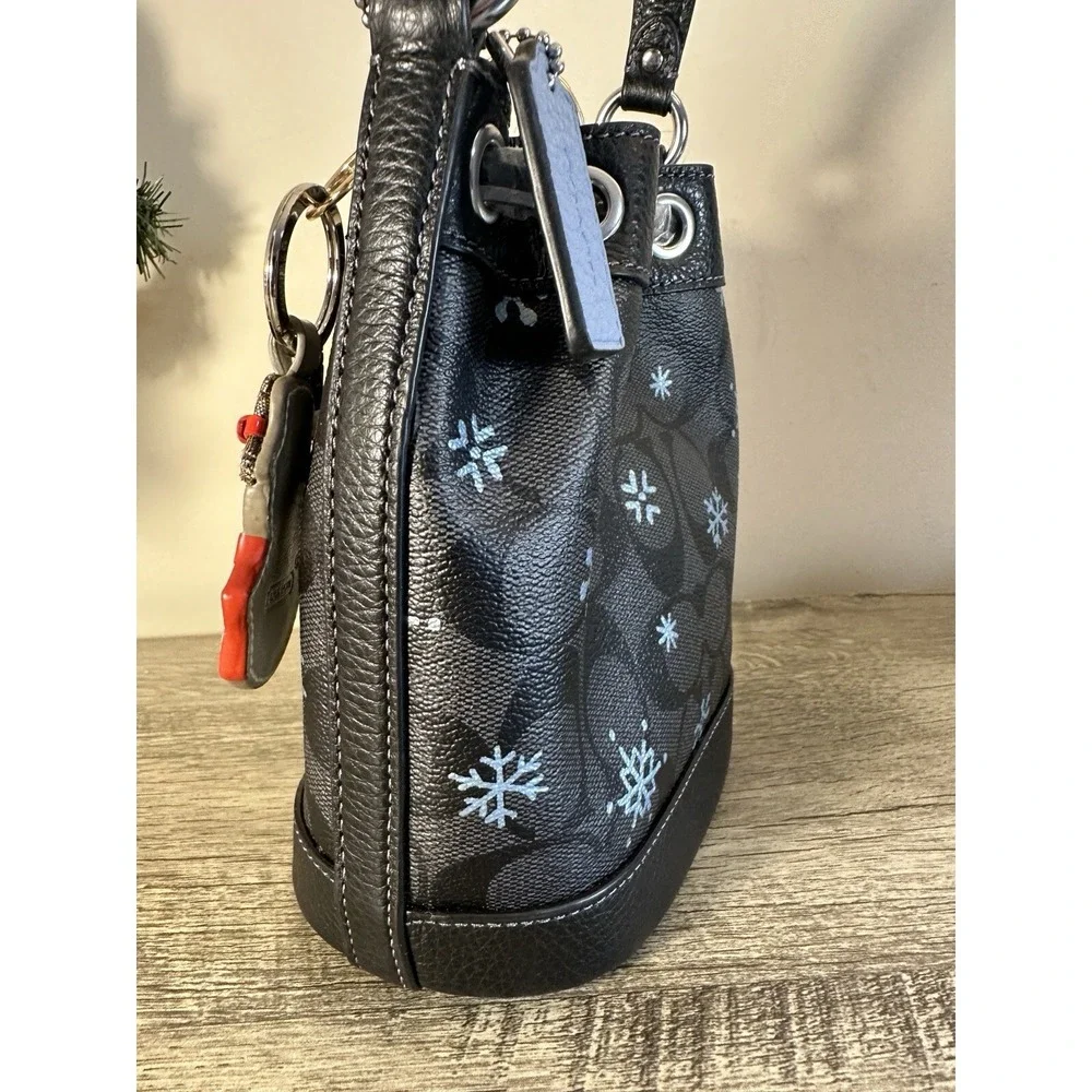COACH Snowflake Small Bucket Bag ‎ Print Purse Charm Not Included